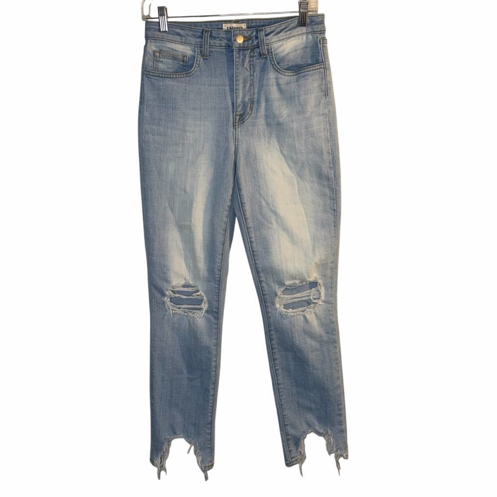 L’AGENCE Margot High Rise Skinny Jeans Women’s Sz 27 Light Wash Raw Hem